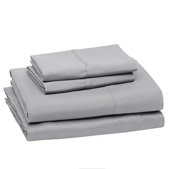 AMAZON BASICS 4‑Piece Queen Sheet Set #3 - Super Soft, Microfiber, Dark Gray NWT - Picture 3 of 9
